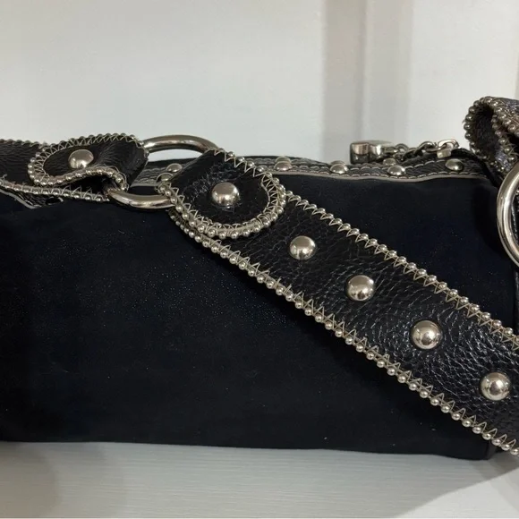 Kathy Van Zeeland Vintage Black Suede Double Kisslock bag - Picture 4 of 14